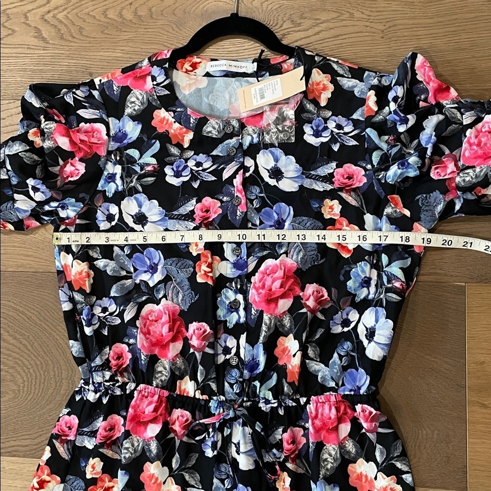 Rebecca Minkoff Womens Aston Floral Print Button Front Party Mini Dress NWT Sz M - Picture 15 of 16